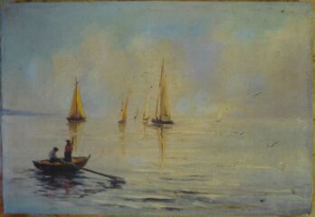 Картина «Човен та яхти» без багету